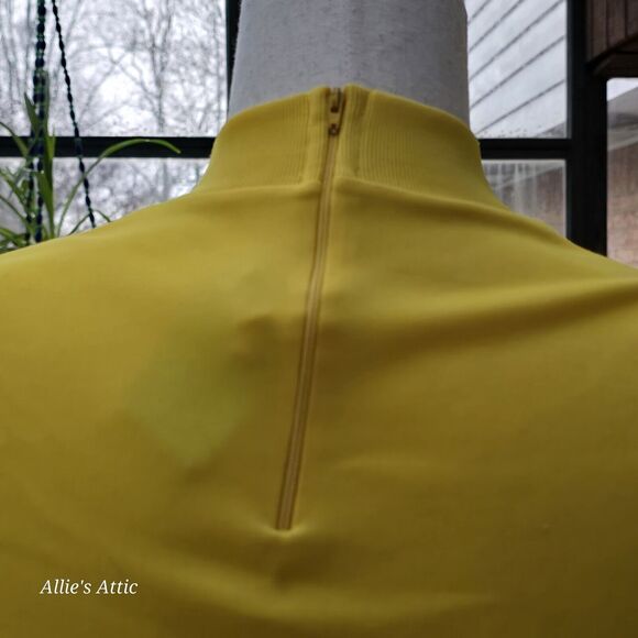 2 Sleeveless 70s Turtleneck Tops Shirt Zip Polyester Yellow Green Donnkenny S/M - Picture 6 of 12